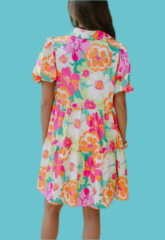 Floral Puff Sleeve Babydoll Dress