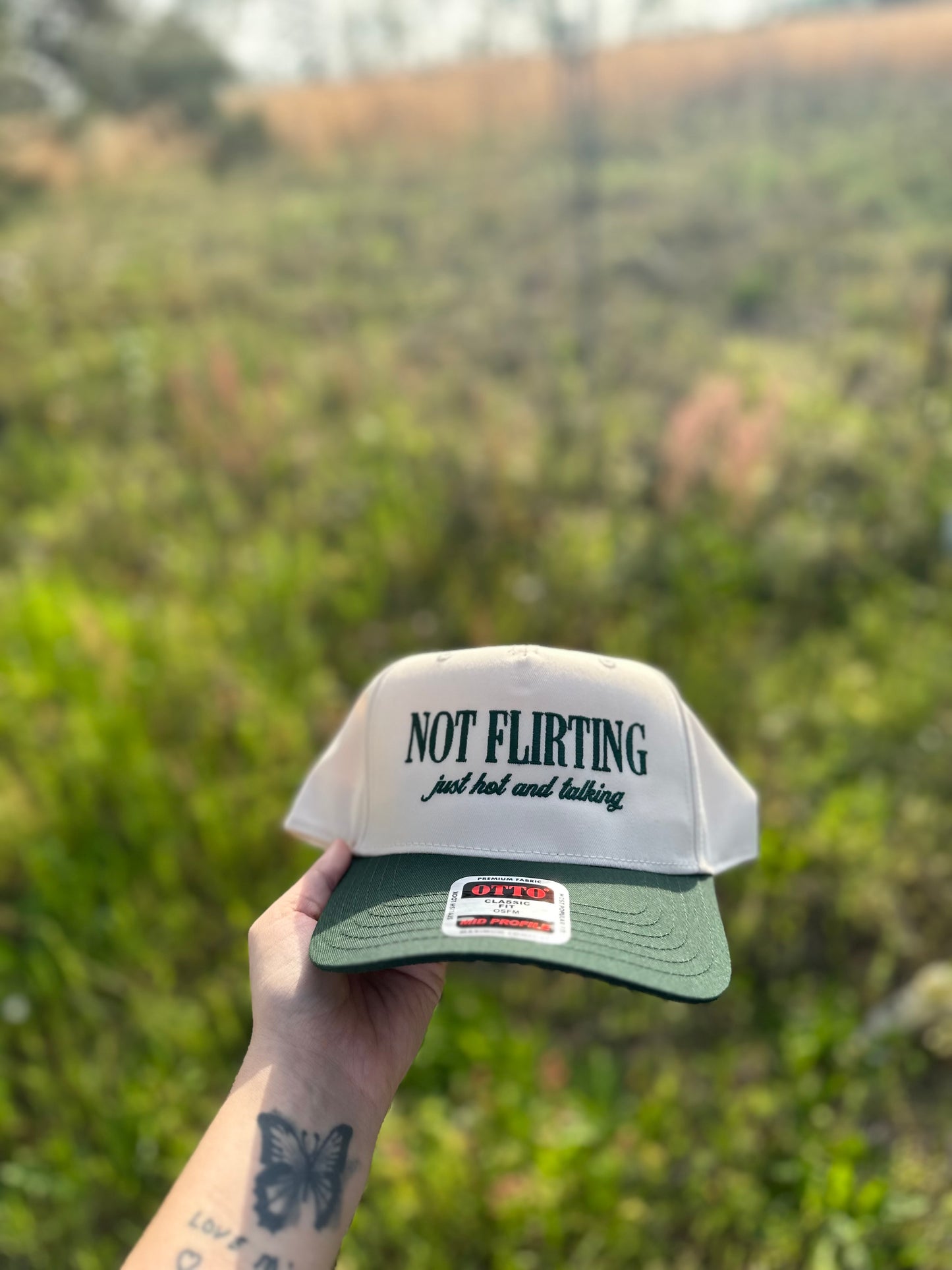 "Not Flirting, Just Hot and Talking" Trucker Hat
