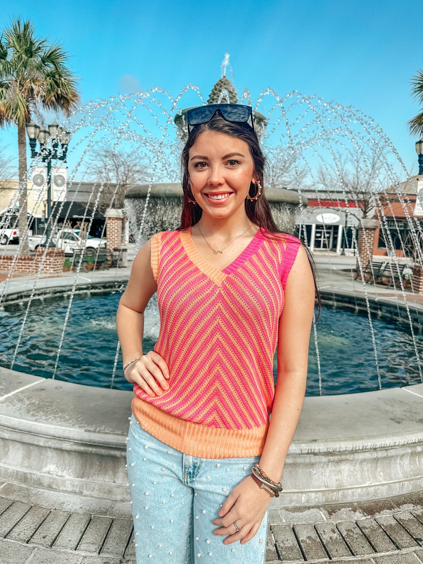 Pink and Orange Knitted Tank