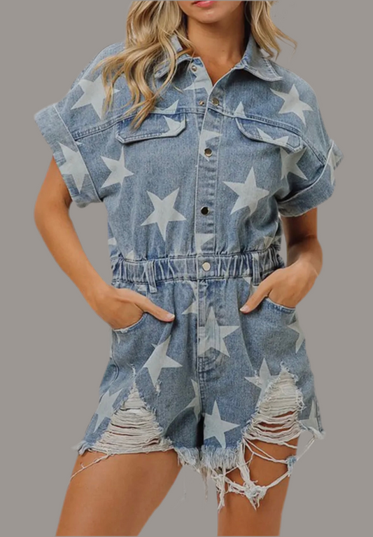 Vintage Star Denim Romper