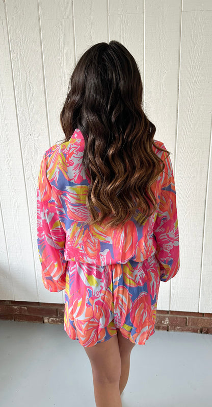 Tropical Summer Swim-cover Romper