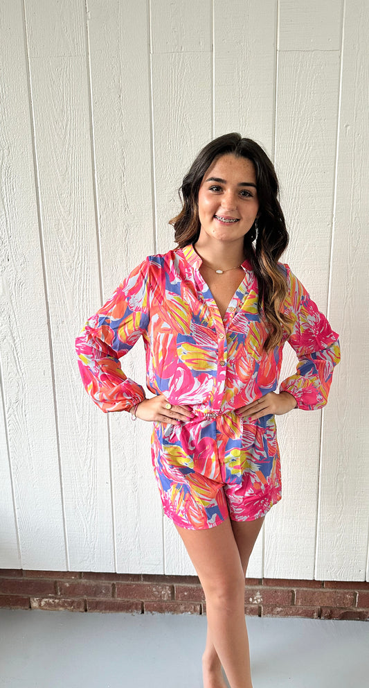 Tropical Summer Swim-cover Romper
