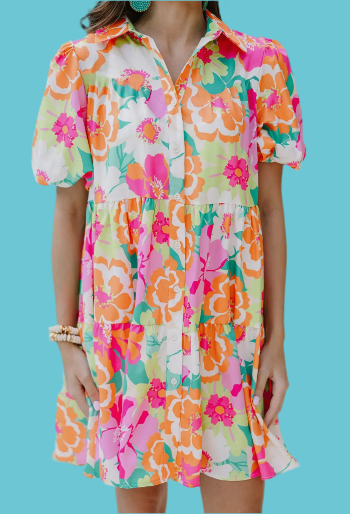 Floral Puff Sleeve Babydoll Dress