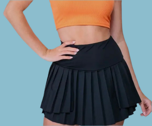 High Waisted Black Tennis Skirt