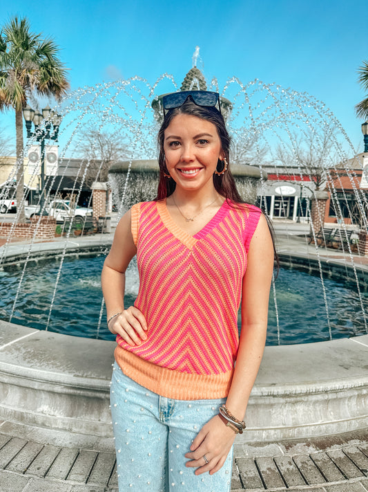Pink and Orange Knitted Tank