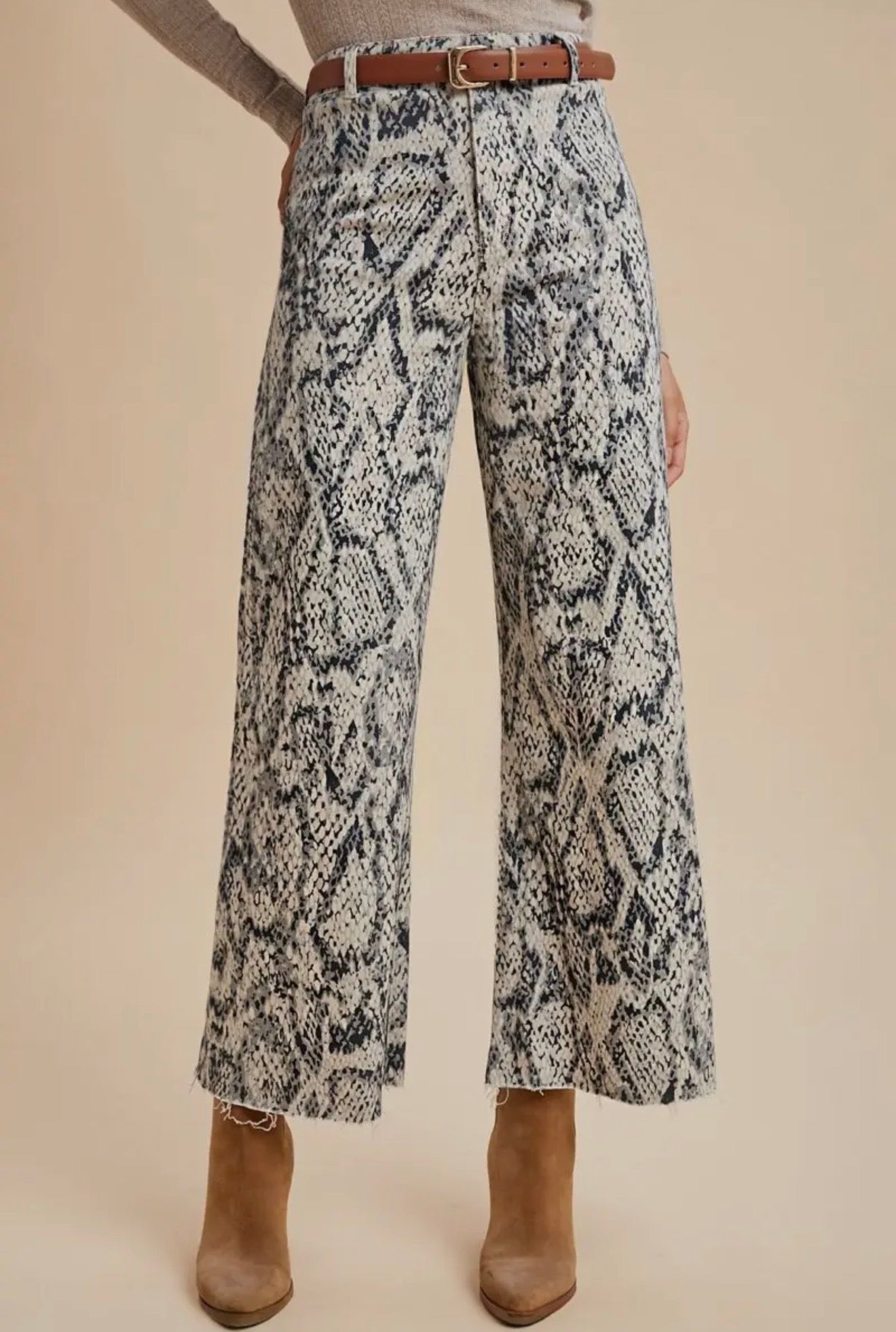 Snake Skin Wide leg Stretch Jeans